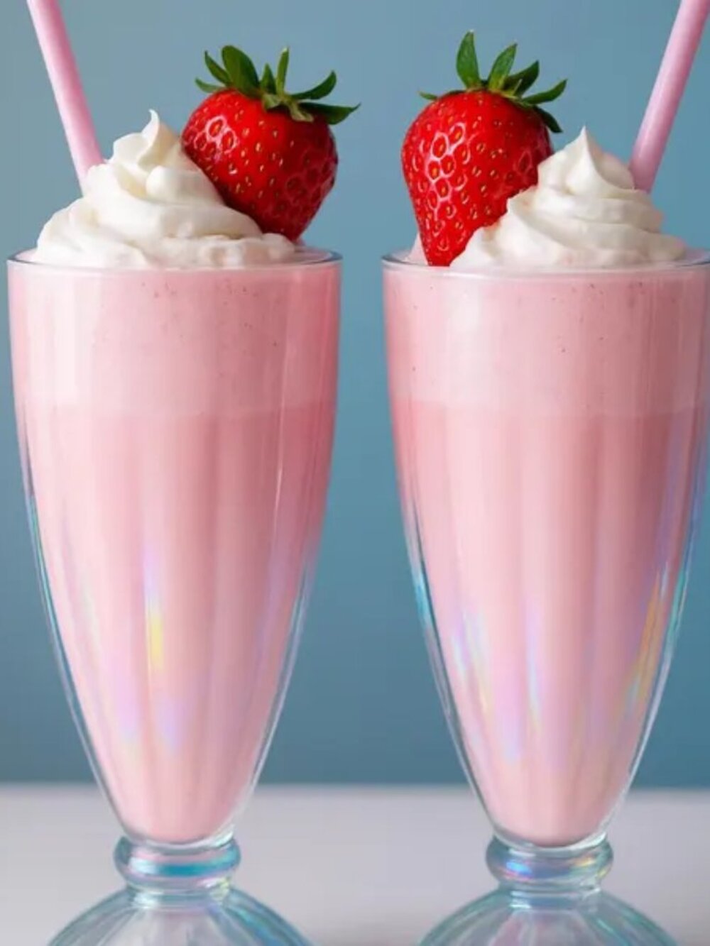 Iridescent Milkshake Set of 2 or 4 • 7” Holographic Retro Soda Fountain Cups